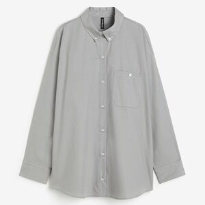H&M Women's Poplin Light Gray Button-Down Shirt
